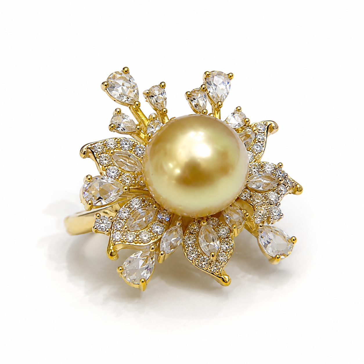 Statement-Perlenring Damen mit Salzwasserperle – gold- oder silberfarben