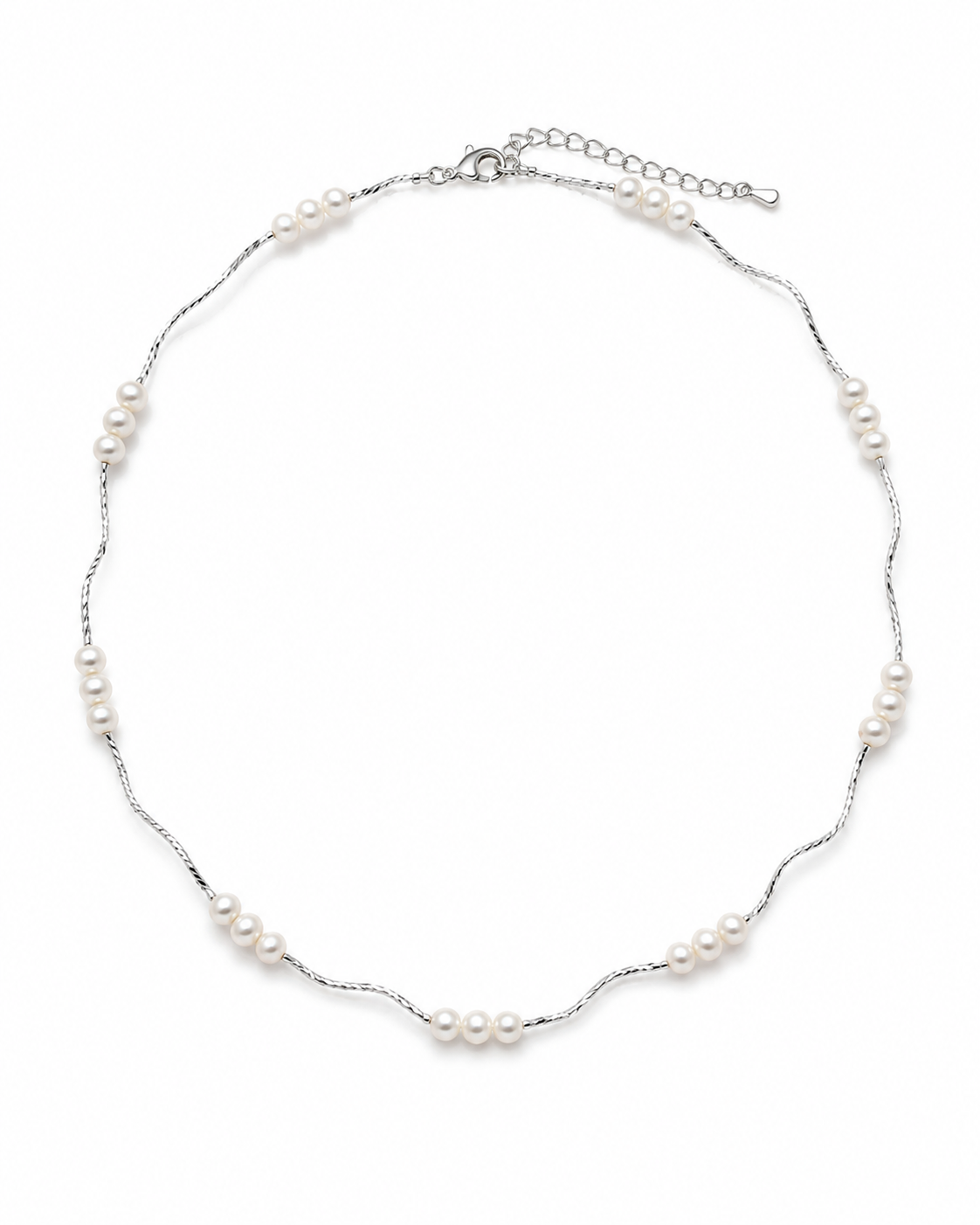 Filigrane Perlenkette Damen aus 925 Silber mit Süßwasserperlen