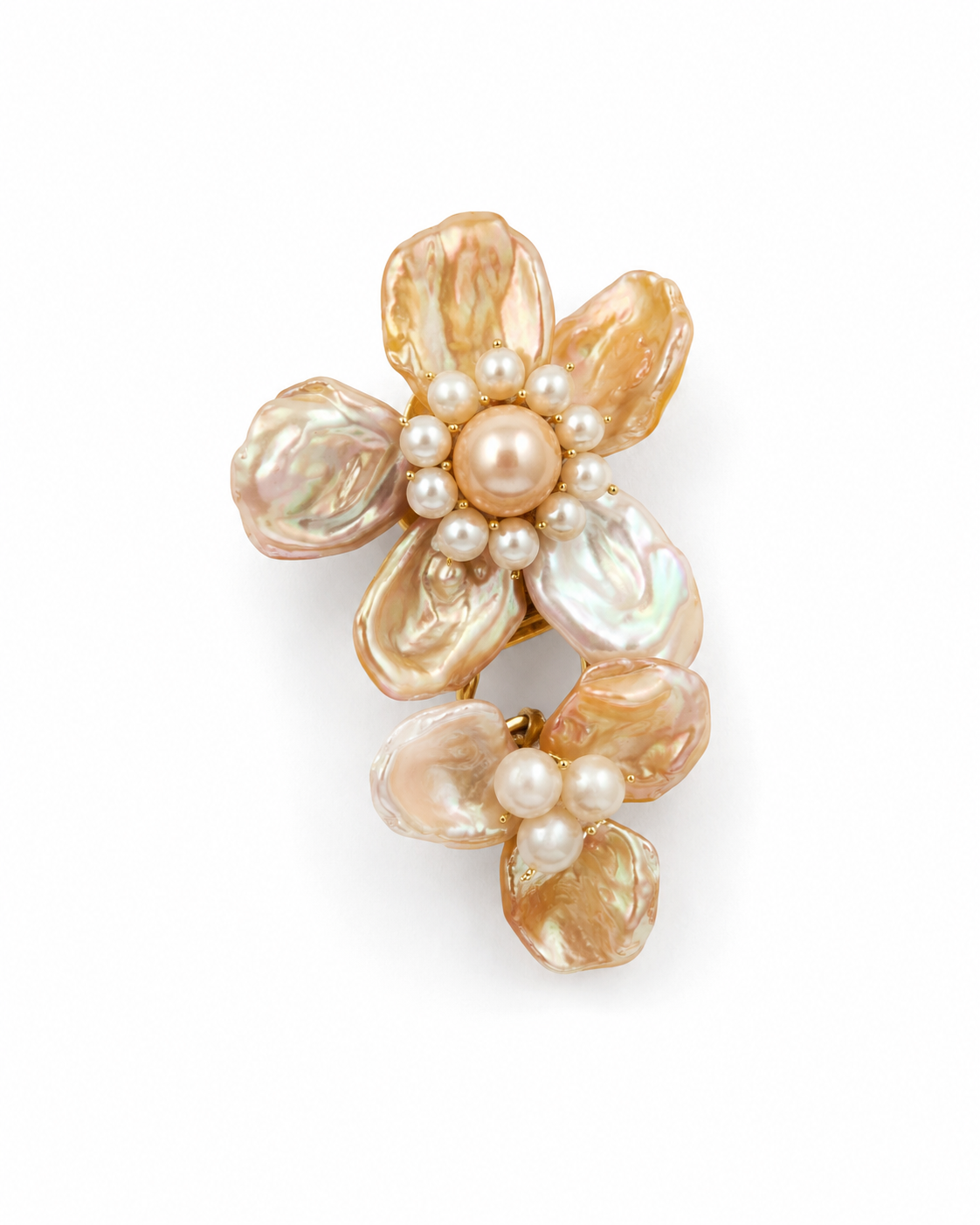 Women’s Baroque Pearl Double Flower Earrings
