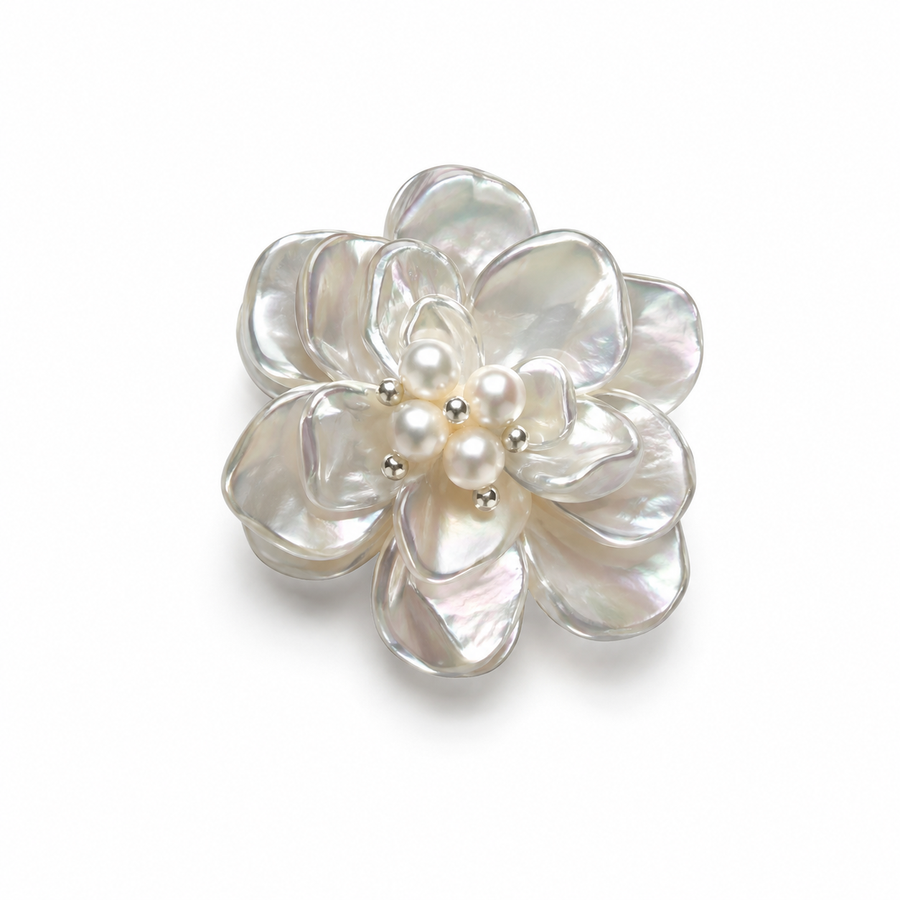 Silver Flower Stud Earrings with Baroque and Freshwater Pearls