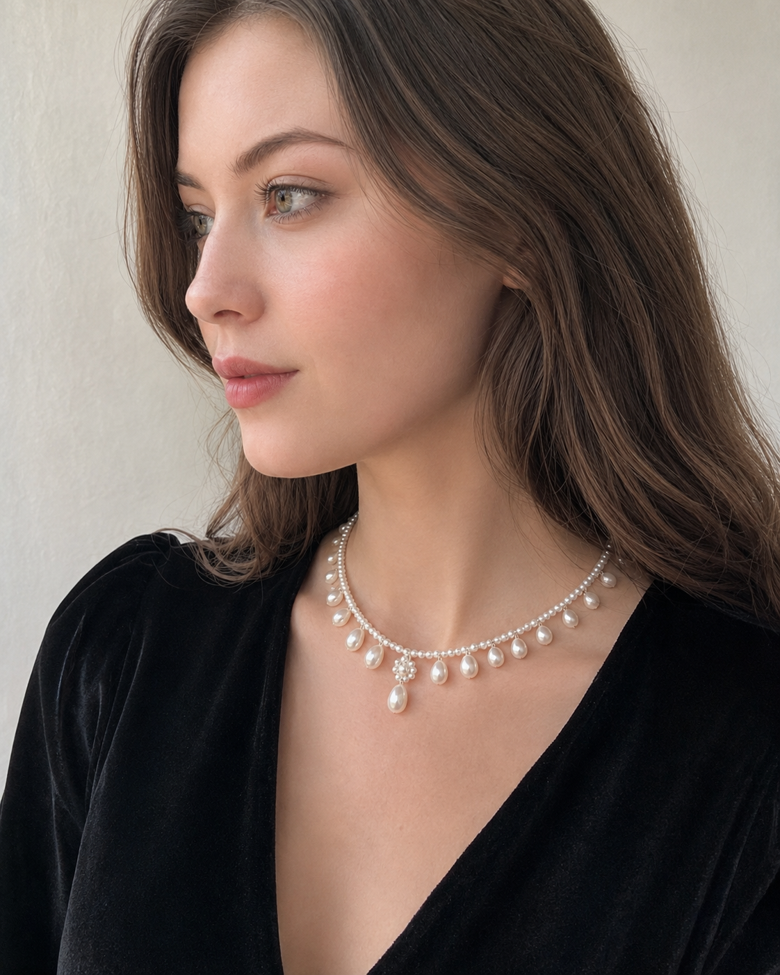 Belle 9mm Freshwater Pearl Drop Accent Necklace in Sterling Silver
