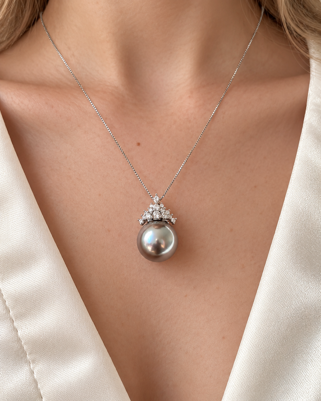 Edison 12–13mm Freshwater Pearl Necklace in S925 Silver – image 4