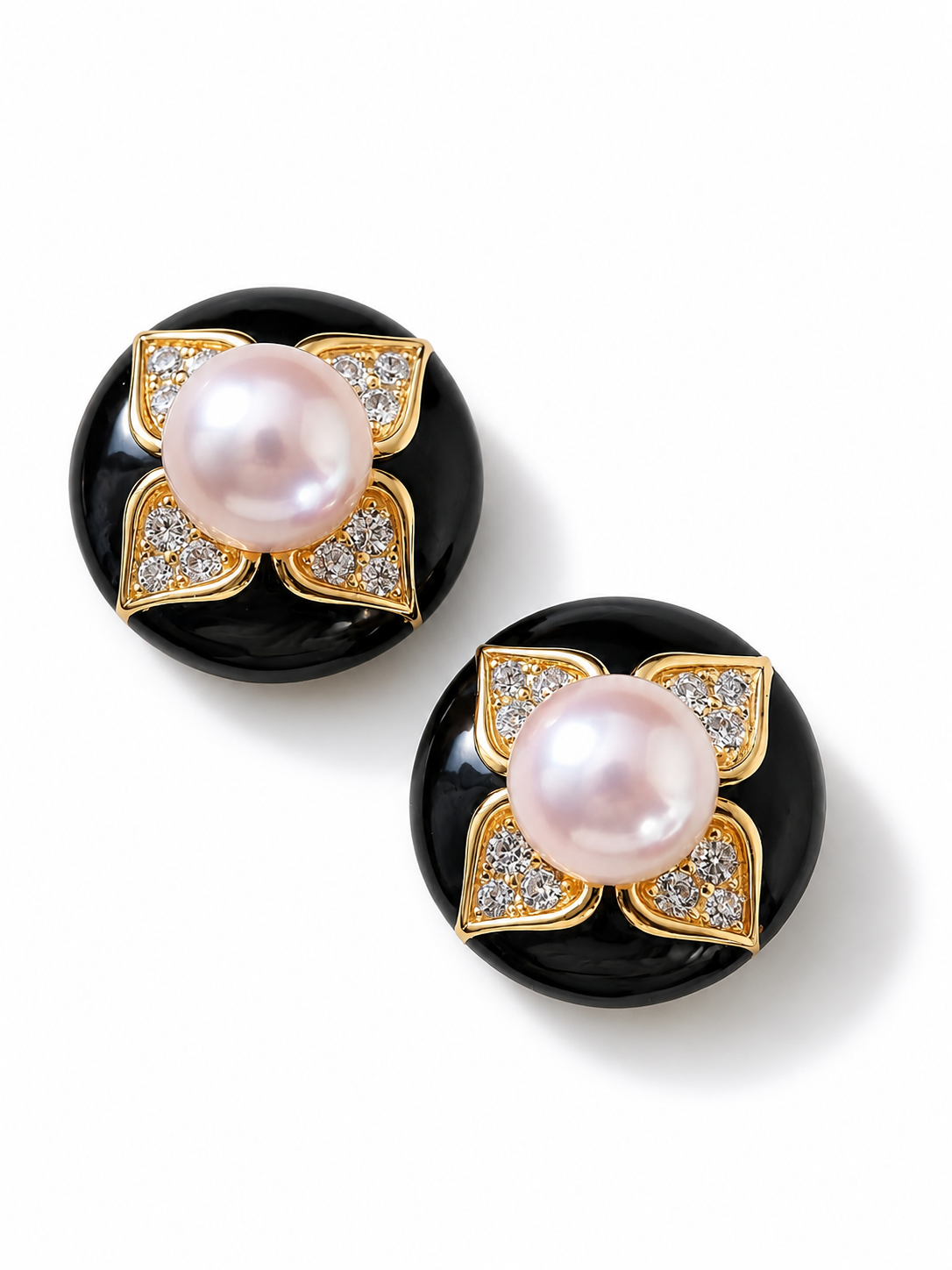 Noir Fleur 7–8mm Akoya Pearl Statement Earrings