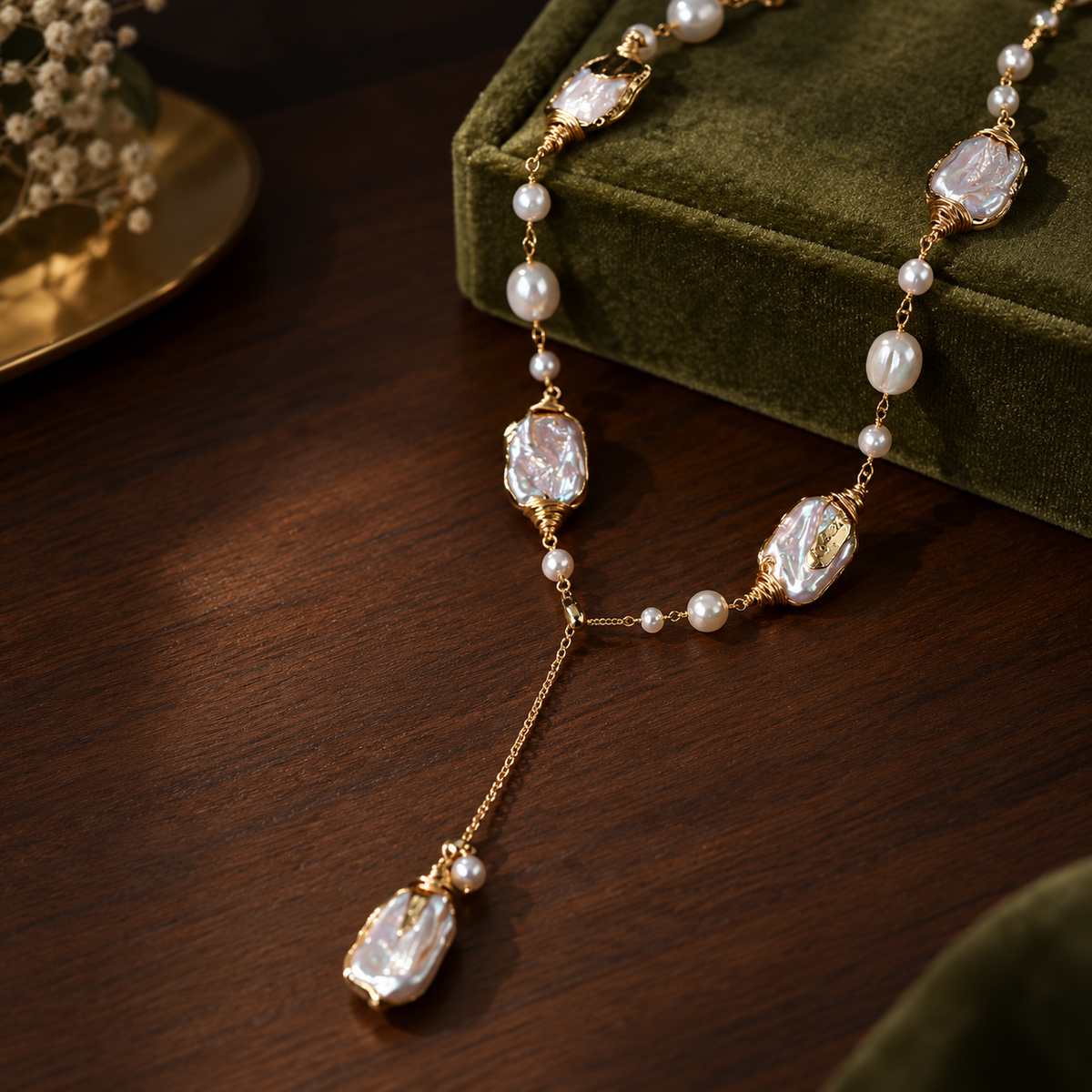 Aurora 15mm Baroque Freshwater Pearl Necklace in 14K Gold