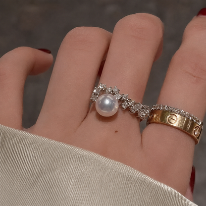 Celestial Akoya Pearl Adjustable Ring