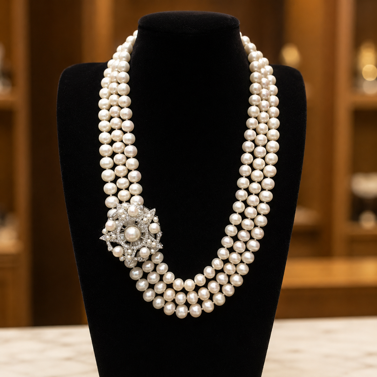 9mm Three-Strand Freshwater Pearl Necklace for Women | OREVIELLE