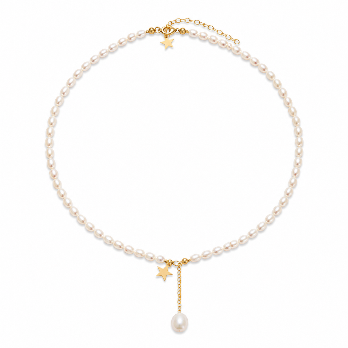 Étoile 4mm Freshwater Pearl Star Drop Necklace in 14K Gold