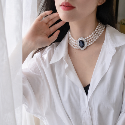 Nocturne Blue Multi-Strand Pearl Choker