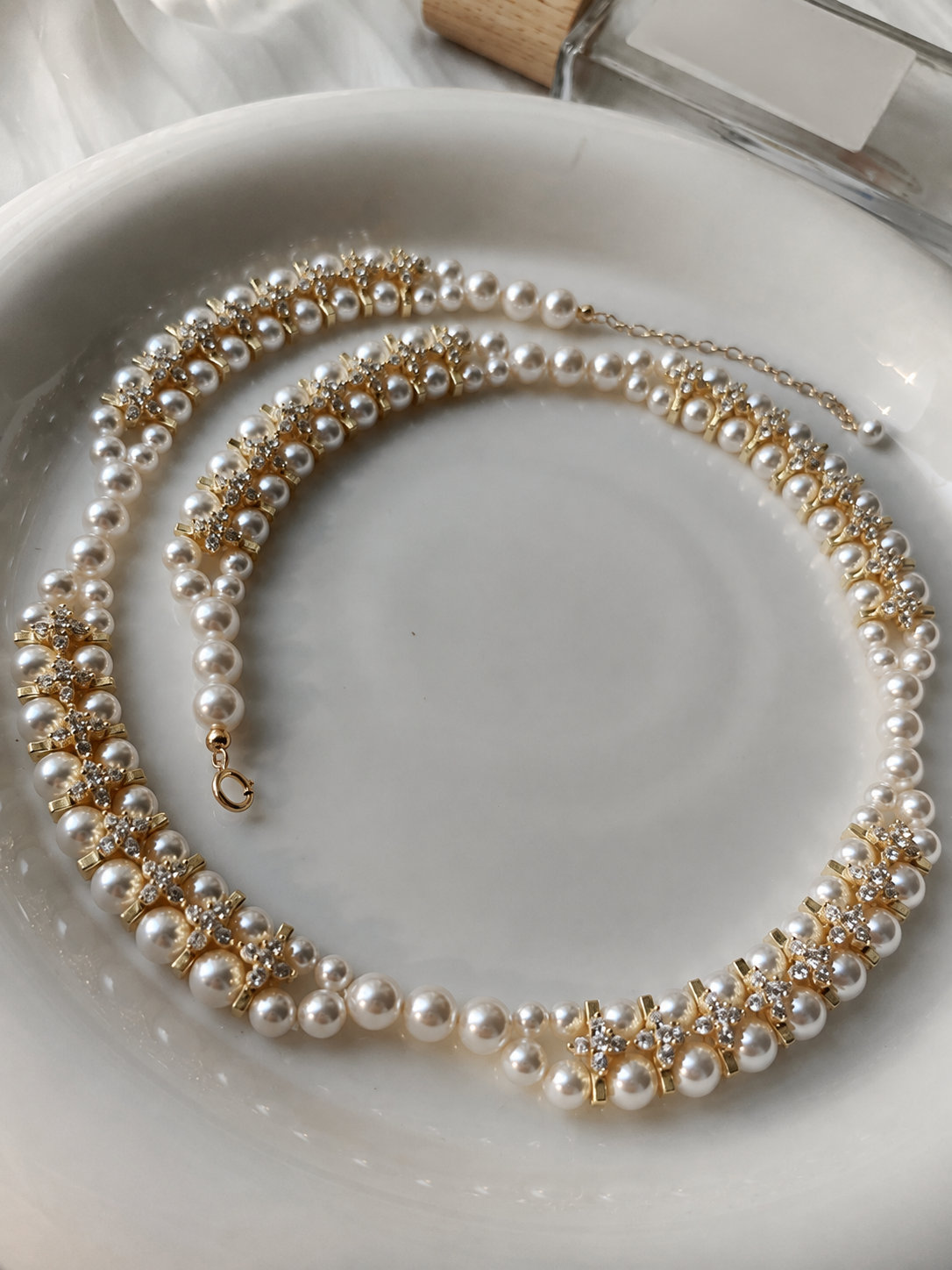 Lumière 3mm Freshwater Pearl & Cubic Zirconia Necklace in Sterling Silver
