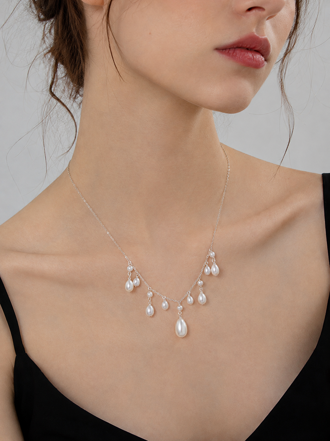 Maris 20mm Freshwater Pearl Station Necklace in Sterling Silver