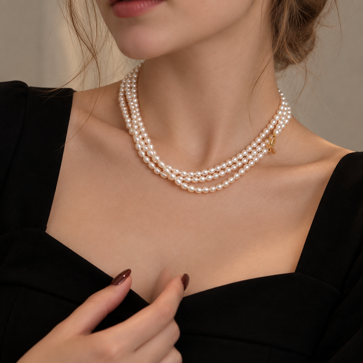 Long 4mm Freshwater Pearl Lariat Necklace in 14K Gold – image 5