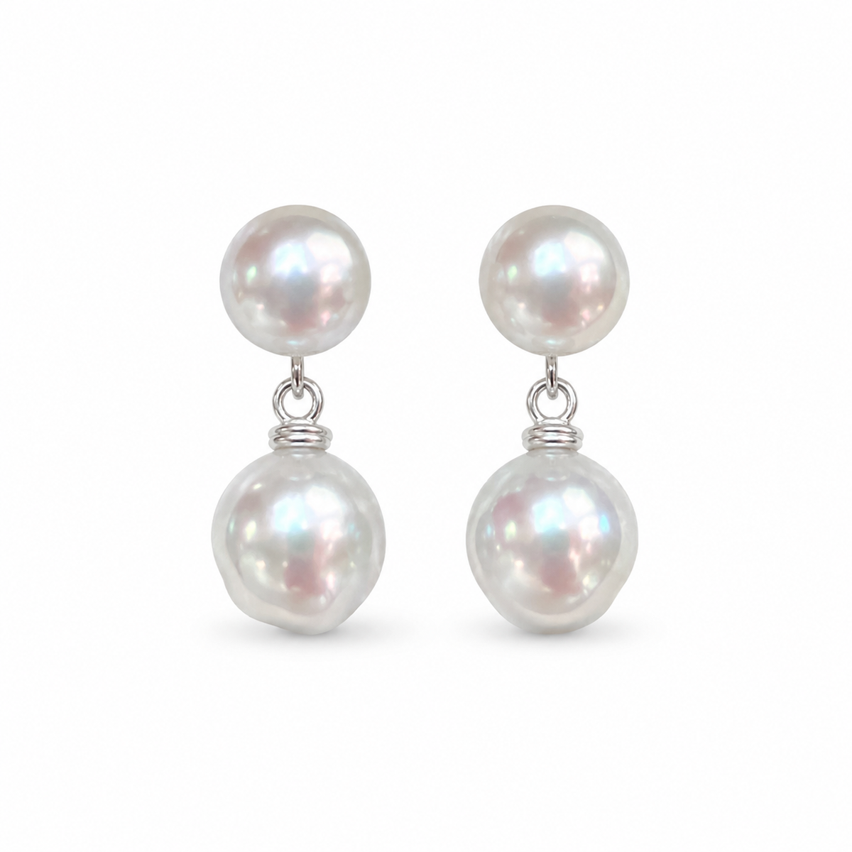 Serena Double Akoya Pearl Drop Earrings