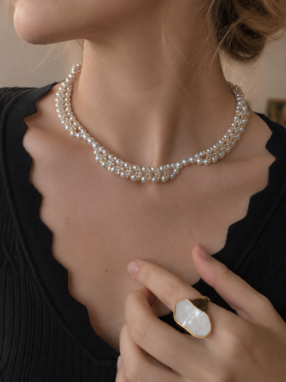 Lumière 3mm Freshwater Pearl & Cubic Zirconia Necklace in Sterling Silver