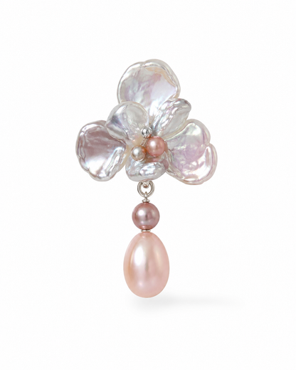 Women’s Baroque Pearl Flower Earrings with Pink Pearl Drops