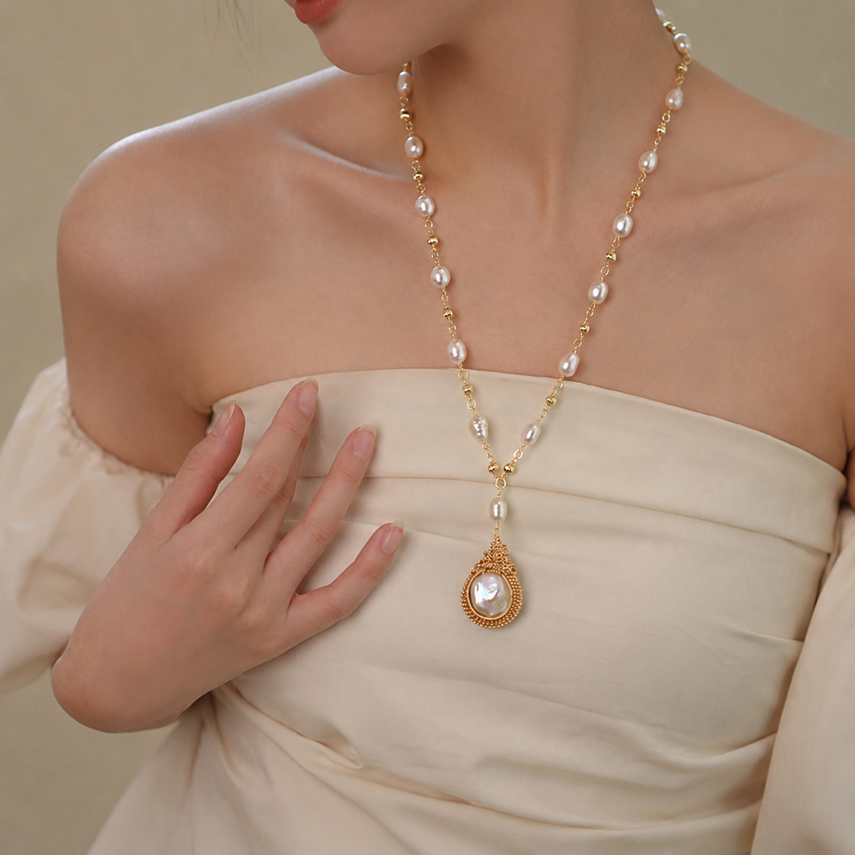 Seren 9mm Freshwater Pearl Lariat Necklace, 67cm