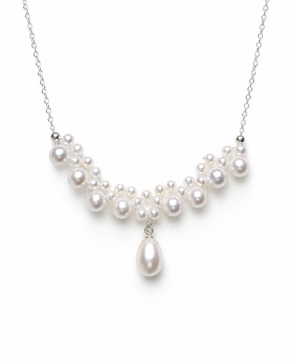 Women’s 925 Sterling Silver Necklace with Natural Pearls