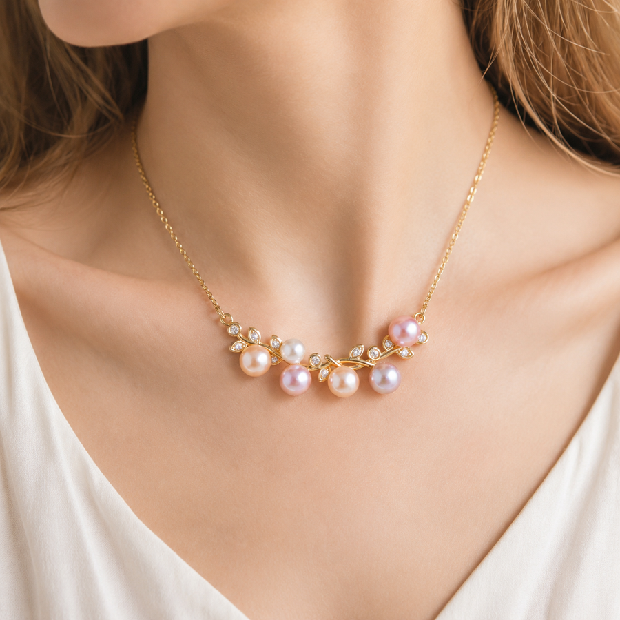 Éclat 14K Gold Freshwater Pearl Necklace with Cubic Zirconia
