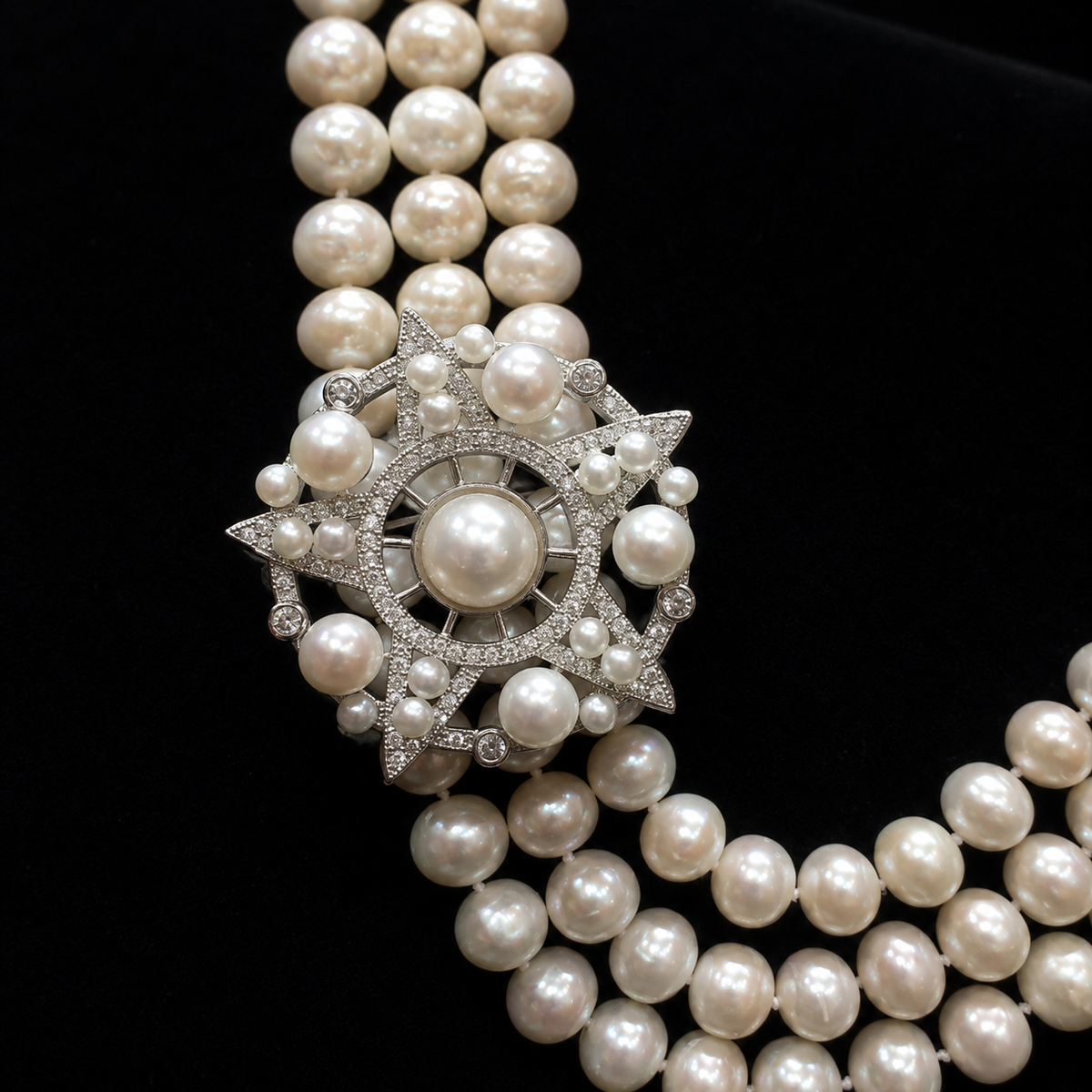 9mm Three-Strand Freshwater Pearl Necklace for Women | OREVIELLE
