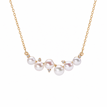 Éclat Süßwasserperlen-Collier aus 14K Gold mit Zirkonia