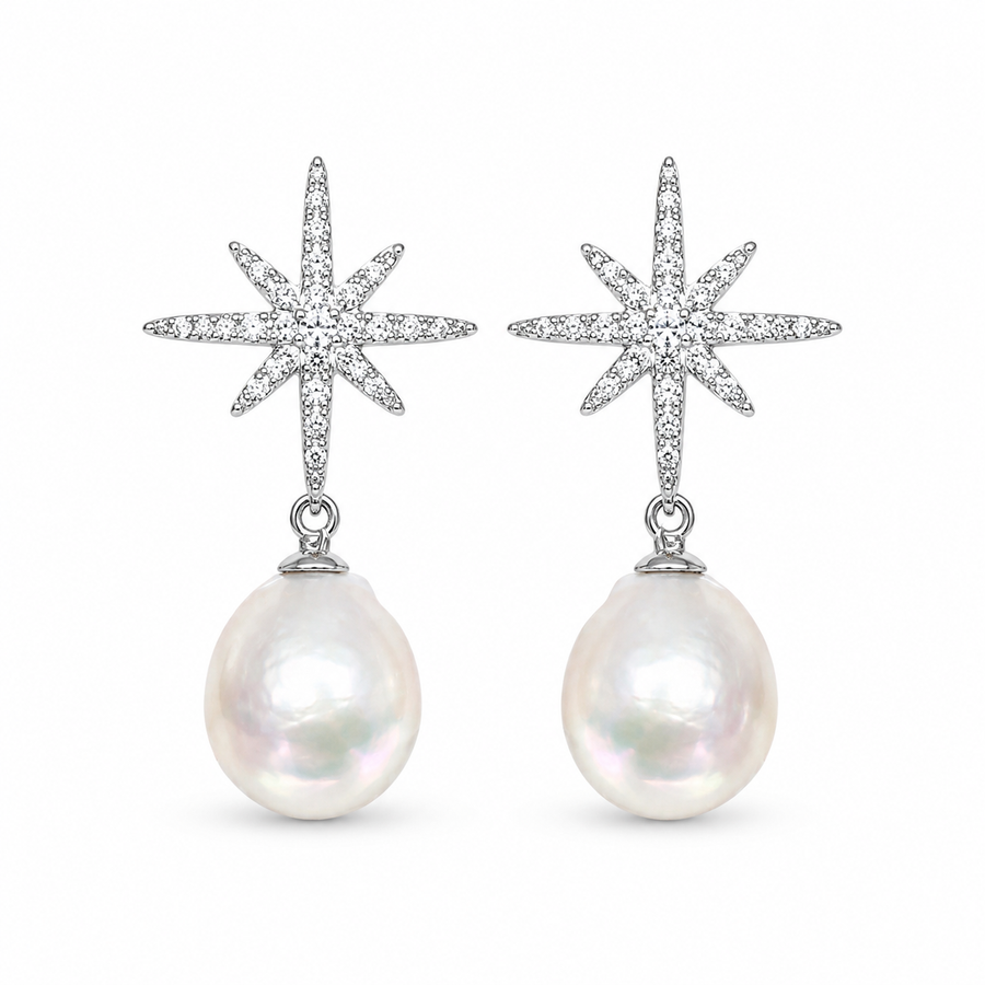 Stella 925 Silver Baroque Freshwater Pearl Earrings