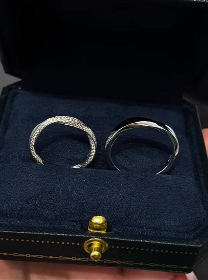 Front view of lab-grown diamond matching couple wedding ring set for civil weddings