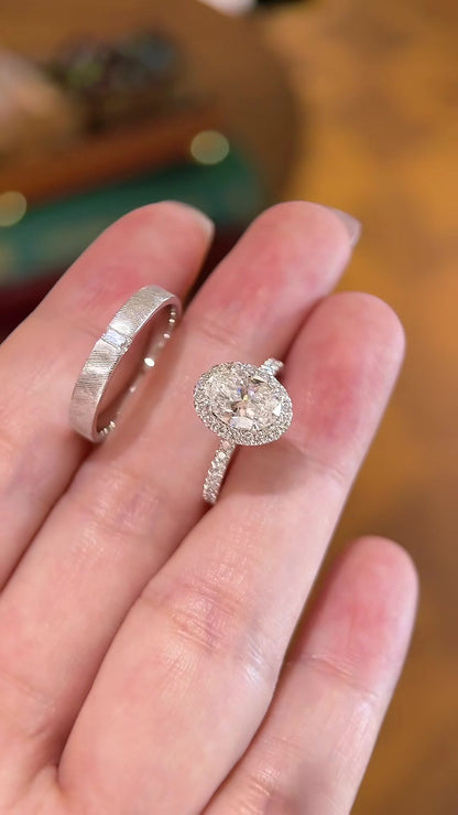 Styled view of lab-grown diamond halo bridal ring for engagement proposals
