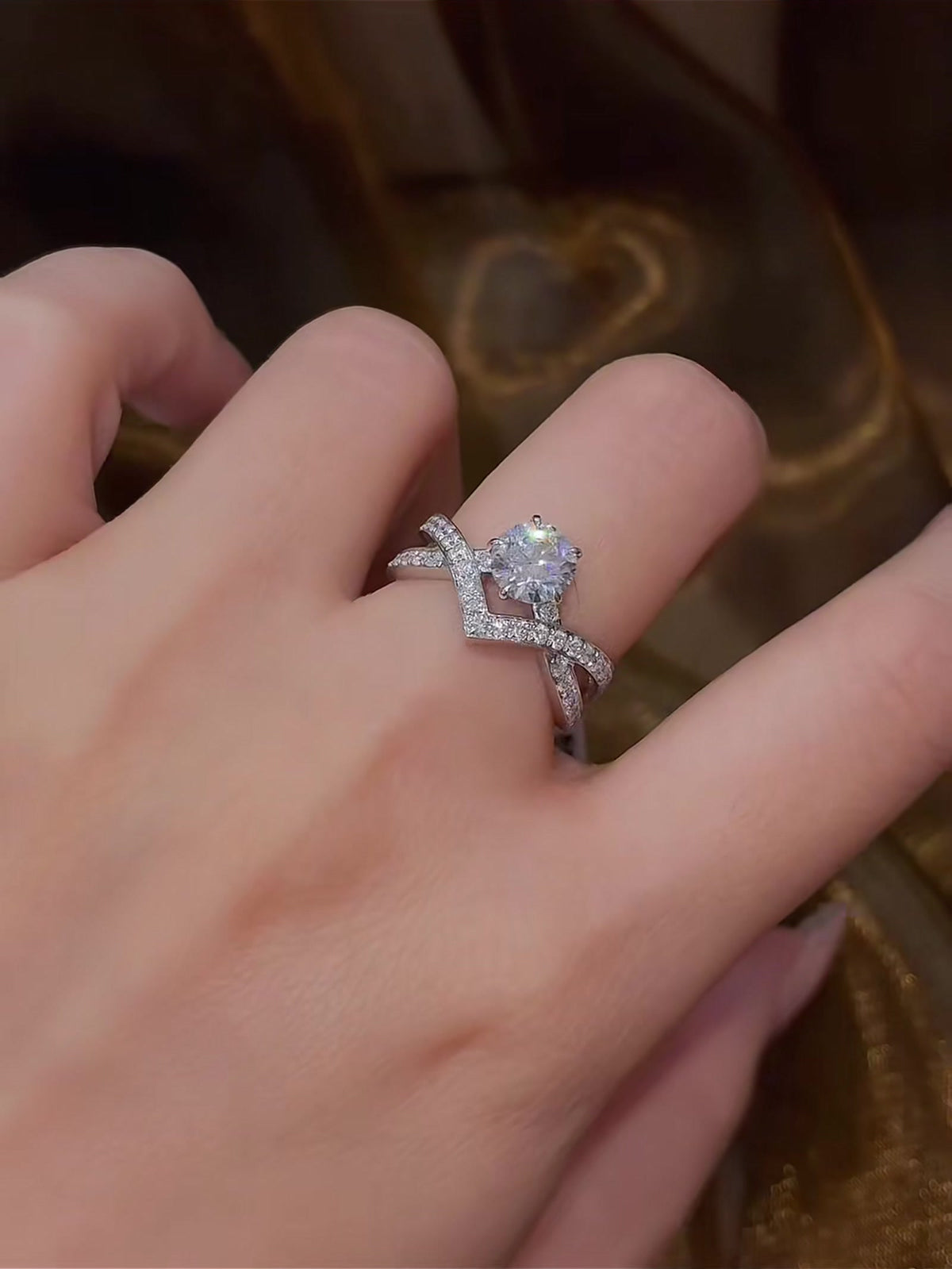 Close-up of lab-grown diamond heart statement ring for romantic gifts
