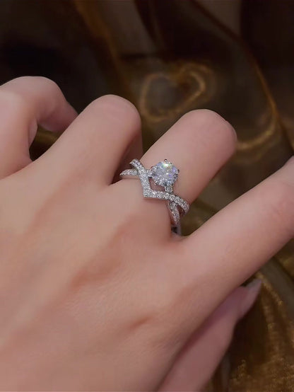 Close-up of lab-grown diamond heart statement ring for romantic gifts