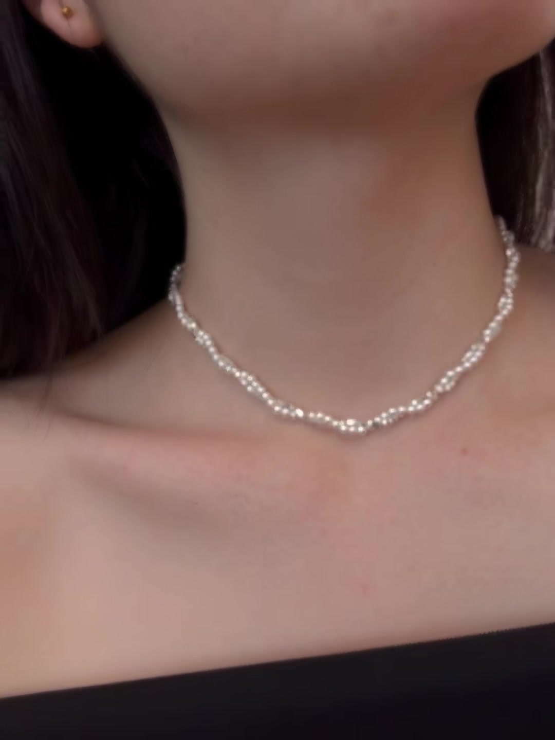 Argent mehrreihige silberfarbene Perlenkette