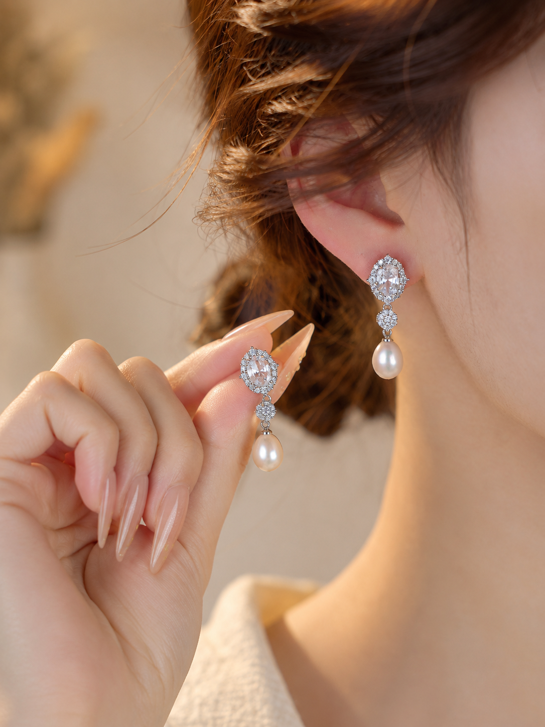 Iridescent Freshwater Pearl Drop Earrings