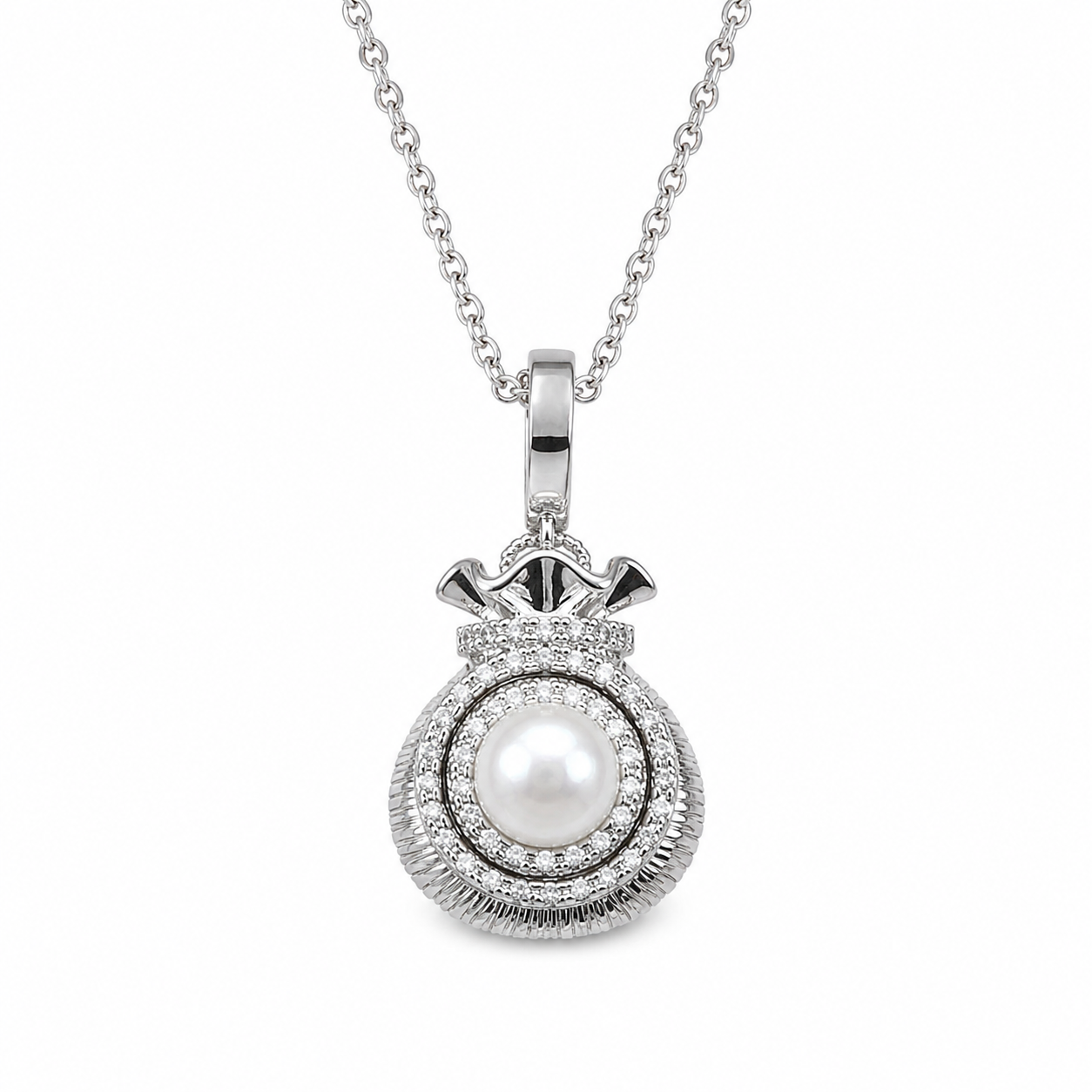 Perlenkette Damen mit Süßwasserperle & Zirkonia – gold- oder silberfarben