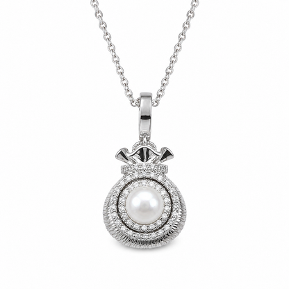Perlenkette Damen mit Süßwasserperle & Zirkonia – gold- oder silberfarben