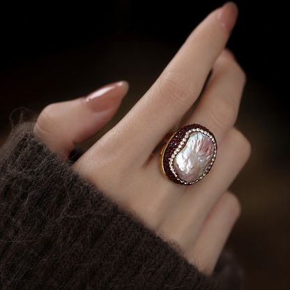 Aurelia Large Baroque Pearl Statement Ring
