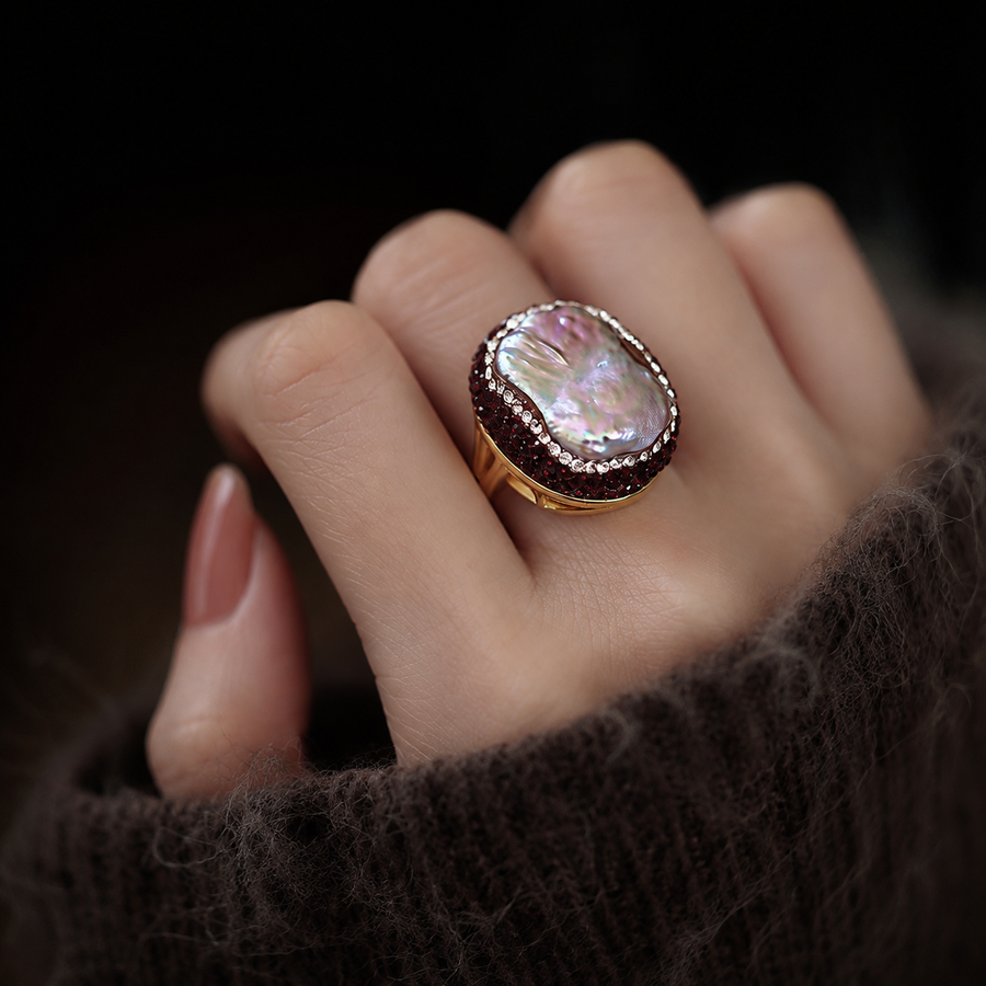 Aurelia Large Baroque Pearl Statement Ring