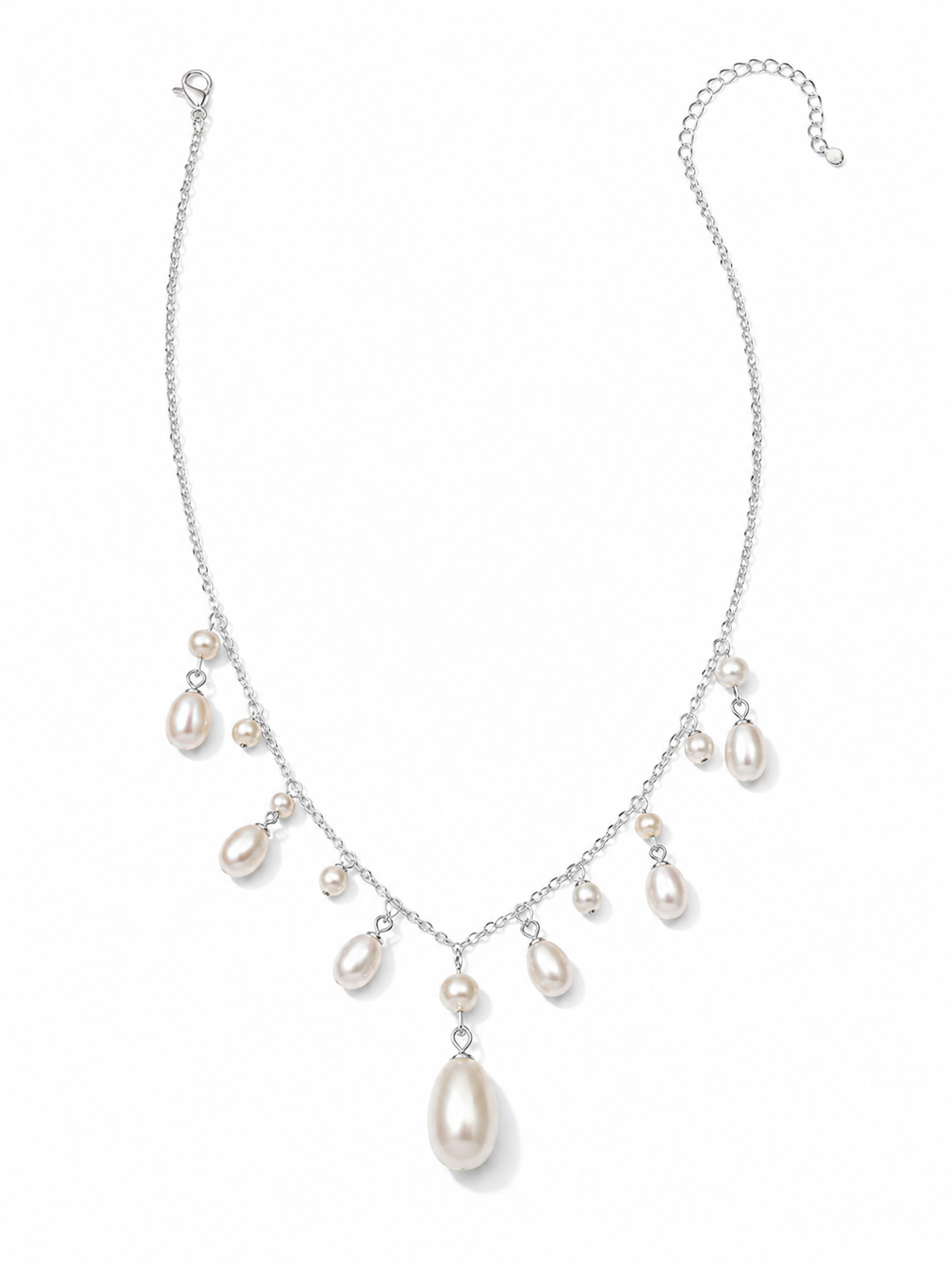 Maris 20mm Freshwater Pearl Station Necklace in Sterling Silver