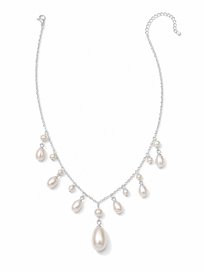 Maris 20mm Freshwater Pearl Station Necklace in Sterling Silver