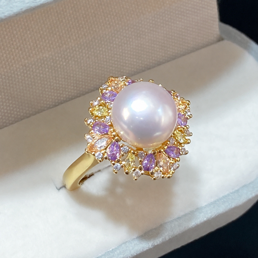 Pastel Halo Freshwater Pearl Statement Ring