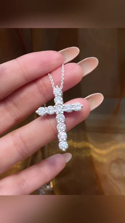 Styled view of lab-grown diamond cross pendant necklace for baptism gifts