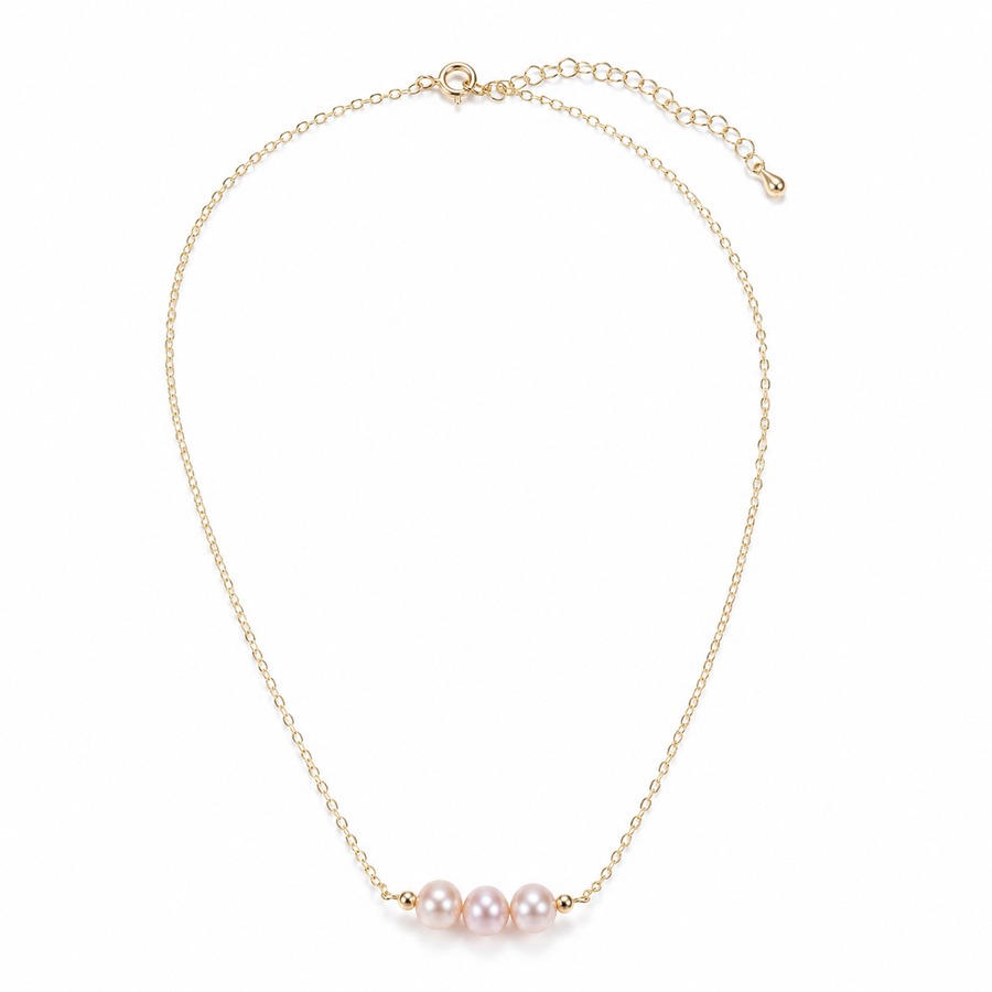 Delicate Pink-Purple Freshwater Pearl Bracelet — Gold Tone