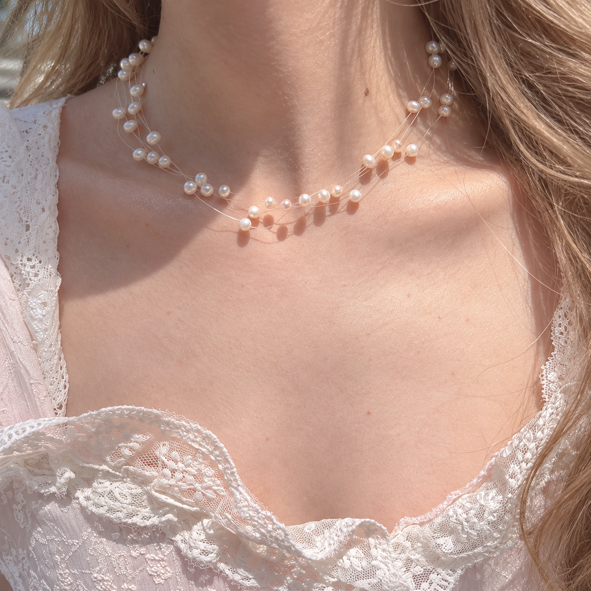 Aurora 5mm Freshwater Pearl Necklace in S925 Silver – image 4