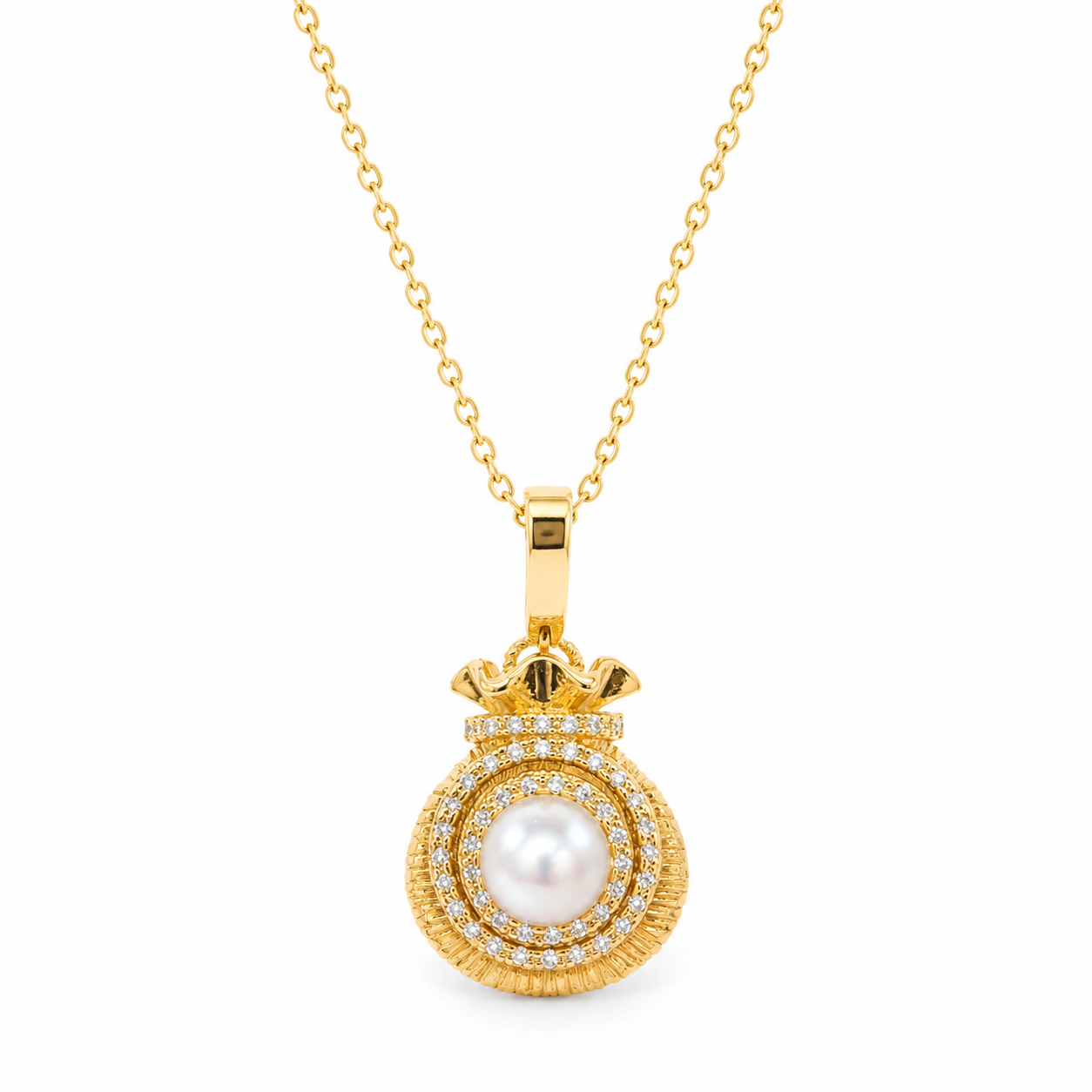 Perlenkette Damen mit Süßwasserperle & Zirkonia – gold- oder silberfarben