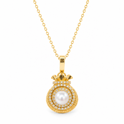 Perlenkette Damen mit Süßwasserperle & Zirkonia – gold- oder silberfarben