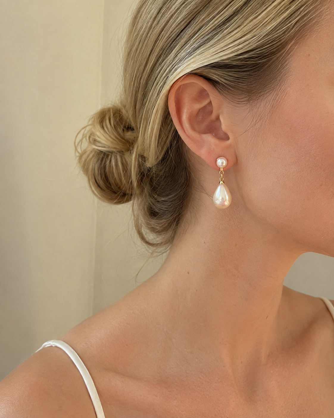 Iridescent Freshwater Pearl Teardrop Earrings