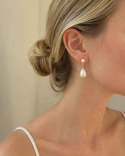 Iridescent Freshwater Pearl Teardrop Earrings