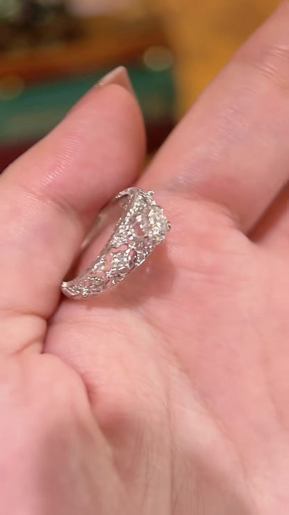 Styled view of lab-grown diamond lace statement ring for bridal showers