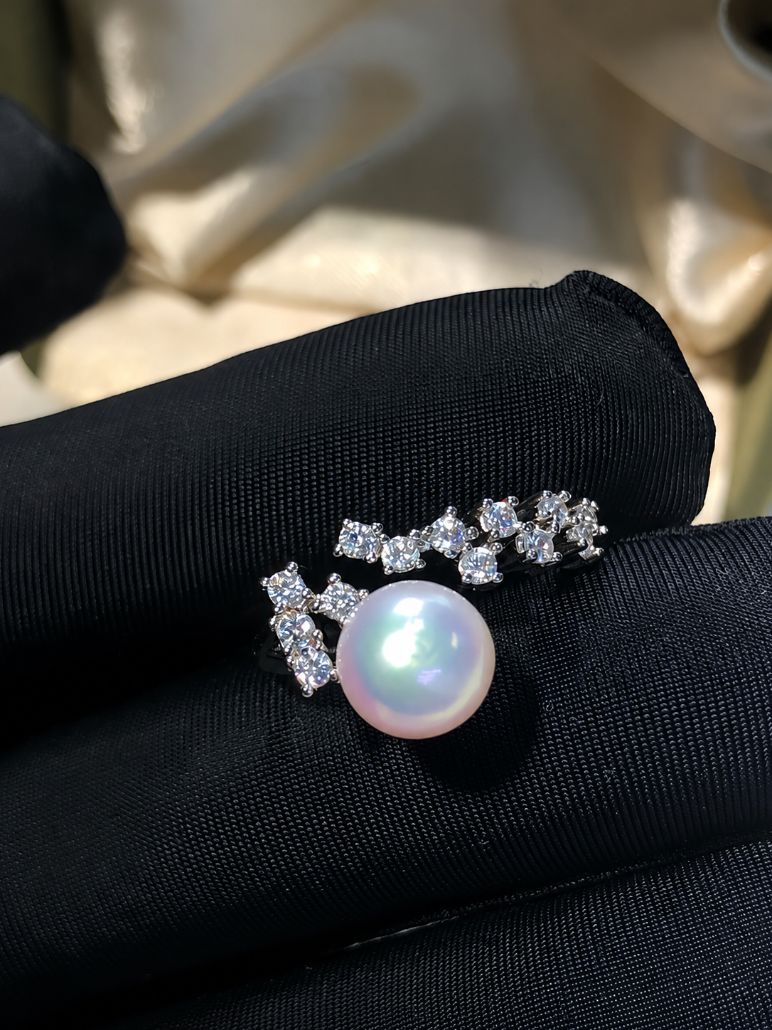 Celestial Akoya Pearl Adjustable Ring