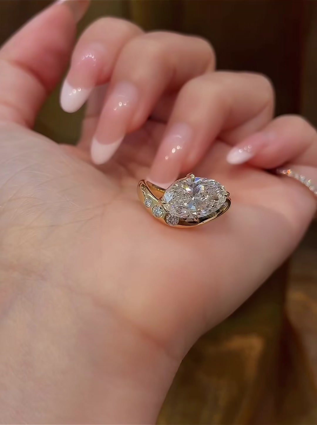 Styled view of lab-grown diamond oval vintage engagement ring for old-money proposals