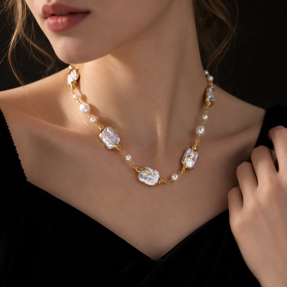 Aurora 15mm Baroque Freshwater Pearl Necklace in 14K Gold – image 3