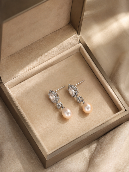 Iridescent Freshwater Pearl Drop Earrings