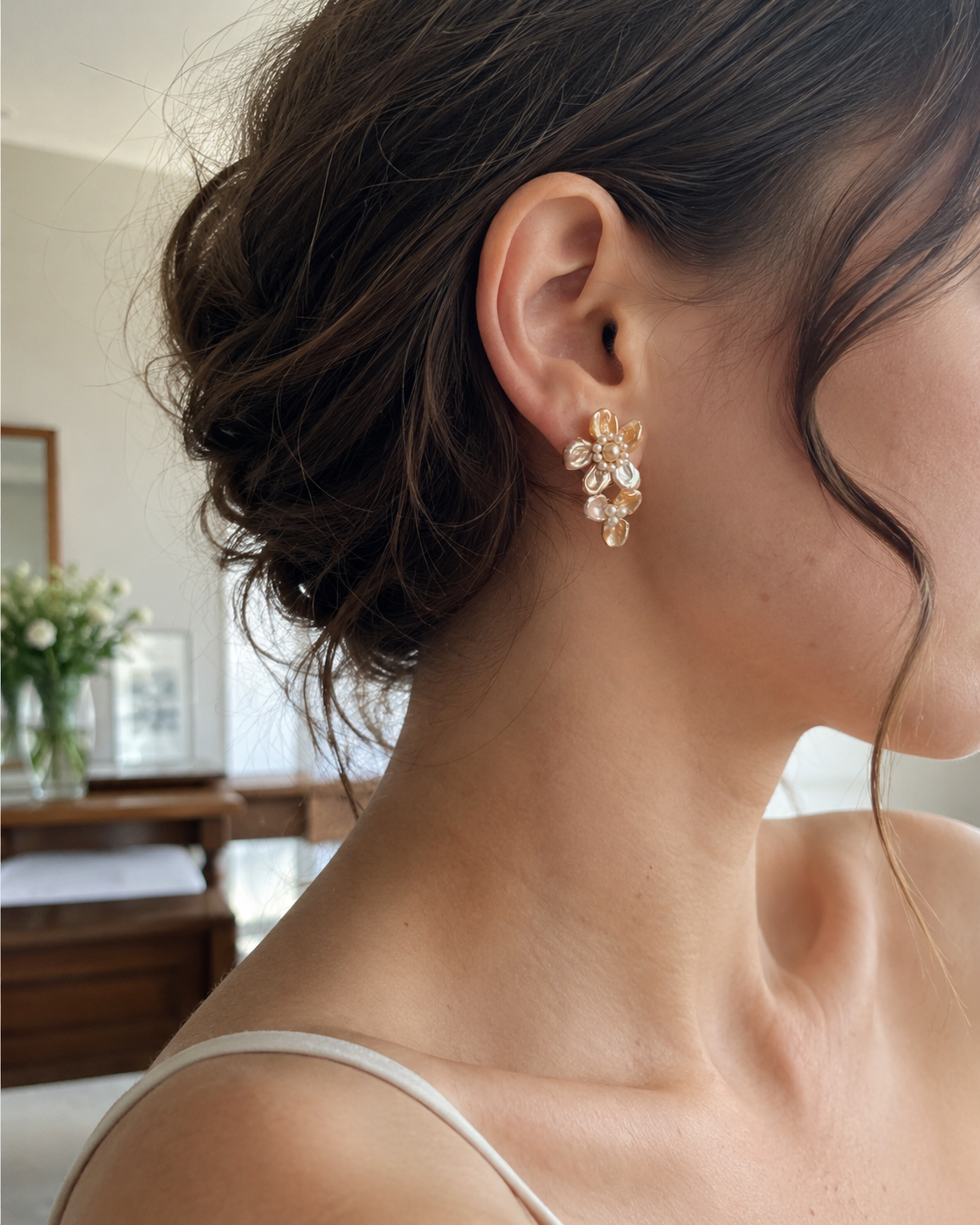 Women’s Baroque Pearl Double Flower Earrings
